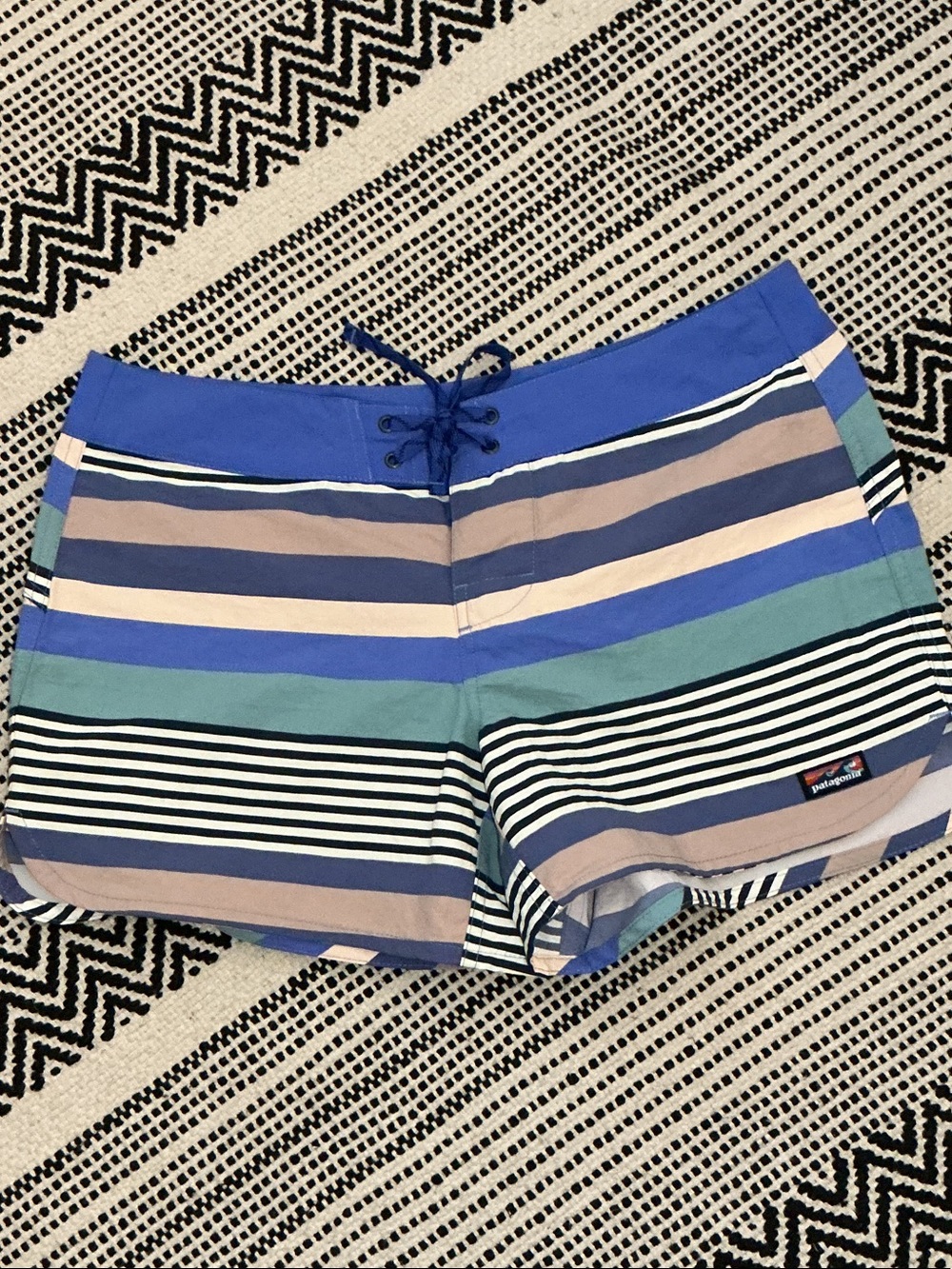 Patagonia Striped Board Shorts in Blue, Teal & Tan